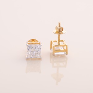 Pendientes de Diamantes con Corte Princesa Cultivados en Laboratorio, Certificados por IGI, Oro Amarillo/Blanco/Rosa de 9 Quilates, Pendientes Solitarios Clásicos - Product Image 6