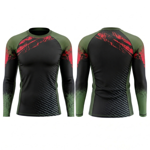 ผู้ผลิตเสื้อรัดกล้ามเนื้อ OEM รับผลิตเสื้อ MMA BJJ พร้อมโลโก้ตามสั่ง เสื้อกีฬาแห้งเร็วสำหรับออกกำลังกาย ฟิตเนส รับผลิตแบรนด์ส่วนตัว ขายส่ง - Product Image 2