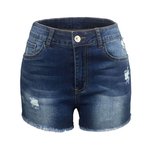 Mid Waist Vintage Distressed Denim <b>Shorts</b> <b>Men</b> Ripped Frayed Hem Casual Summer Breathable Cotton <b>Woven</b> Straight Leg Style - Product Image 1