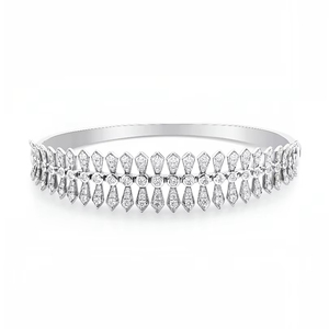 Bracelet jonc en argent sterling avec diamants de laboratoire, couleur DEF, clarté VVS VS, 14 grammes, Vala Brothers BR-12, tendance pour femmes, vente en gros - Product Image 1