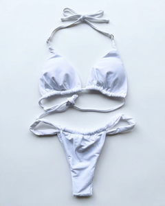 High Quality 220 GSM Stretch Polyester Spandex <b>Bikini</b> <b>Set</b> Pink Trim Panel Design Custom Logo Print Women <b>Bikinis</b> <b>Set</b> - Product Image 2