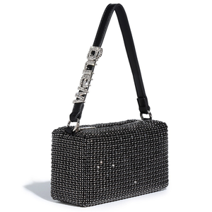 Sac bandoulière, sac à main, sac sous le bras, petit sac carré orné de diamants étincelants - Product Image 1
