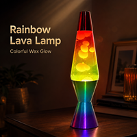 Lampe à lave en verre arc-en-ciel de 14 pouces, à brancher, 5V, lumière de nuit colorée en cire pour chambre à coucher, bureau et cadeau créatif