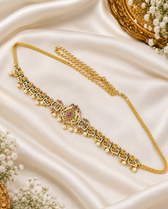 Chaîne de taille indienne pour mariée, Kamarbandh, ceinture de ventre, bijoux traditionnels de temple, vente en gros, chaînes de hanche pour sari, pour les cérémonies de mariage - Product Image 1