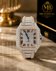 Reloj de Cuarzo Cuadrado con Incrustaciones de Diamantes MB ETERNAL JEWELS, Cristal de Zafiro de 30 mm, Números Romanos, Analógico, Reloj de Lujo para Mujer - Product Image 3