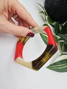 Nouveaux bracelets en résine faits à la main, légers, bijoux de mode pour femmes et filles, ensemble de bracelets en résine style vintage à prix avantageux - Product Image 2