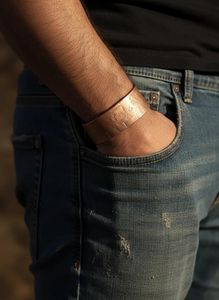 Antique <b>Copper</b> Plated Cuff Bracelet Vintage Hand Carved Design Unisex Fashion Jewelry Solid <b>Copper</b> Alloy Bracelet - Product Image 5
