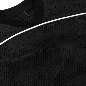 Lightweight Breathable V-Neck with White Stripe Piping Custom Black High Quality 100% <b>Polyester</b> Mesh Boxy Fit Sports Jersey - Product Image 6