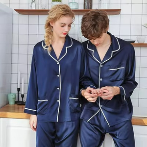 Pijamas para parejas, conjuntos de pijamas para hombre y mujer, ropa para el hogar, traje de manga larga para primavera, otoño e invierno, pijamas familiares, ropa de dormir para hombre, satén - Product Image 3