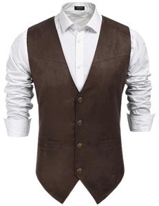 Gilet d'hiver pour homme en polyester/coton, style cowboy western, décontracté, coupe ajustée, col en V, sans manches, personnalisable OEM, vente en gros - Product Image 3