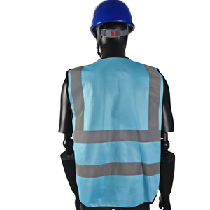 Gilet de sécurité réfléchissant haute visibilité pour hommes, bleu, avec poches, fermeture éclair, respirant, vêtements de travail en plein air, décontracté, été - Product Image 2