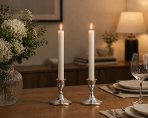 Ensemble de chandeliers en argent, porte-bougies coniques en laiton, support de bougie de 7 cm, chandelier décoratif vintage en métal - Product Image 1