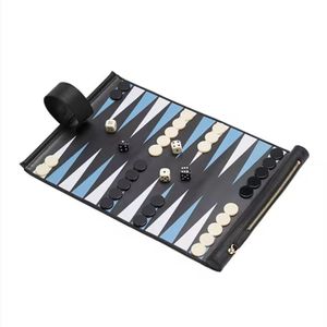Modern Style PU Leather Customized Roll Up Durable <b>Backgammon</b> <b>Set</b> with High-Quality Handmade Checkers - Product Image 4