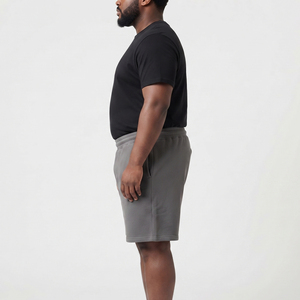 <b>Men</b> Plus Size Distressed Embroidery Sweat <b>Short</b> 100% Cotton <b>Fleece</b> Baggy Drawstring Waist Plus Size 450 GSM Sweat <b>Shorts</b> <b>Men's</b> - Product Image 3