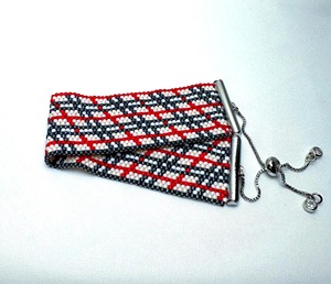 Pulsera de cuentas hecha a mano, rojo, negro, blanco, patrón geométrico, joyería de moda, diseño exquisito - Product Image 6
