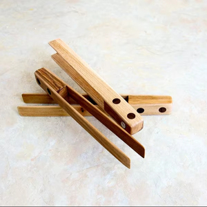 Pinces de cuisine extra larges avec poignée en bois, légères, écologiques, pour chef cuisinier, pinces longues, sans danger pour les aliments - Product Image 1
