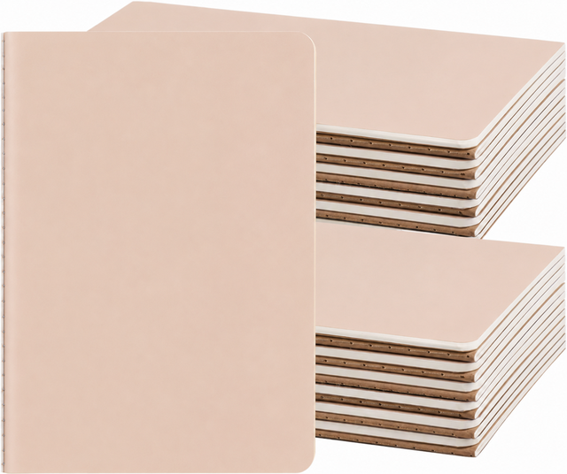 ZCZN 24 Pack A5 Kraft Composition Notebooks 8.15x5.5 Inches Thread Sewn Blank Pages 60 Sheets Gift Bulk School Journal for Kids