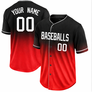 Maillot de baseball court personnalisé brodé, respirant, anti-humidité, grande taille, avec nom et numéro du joueur par sublimation, en twill, OEM - Product Image 1
