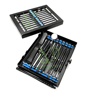 Kit de chirurgie péri-dentaire manuel ergonomique Sambrialmed International Dental 11 pièces, revêtement noir, pour implants dentaires - Product Image 5