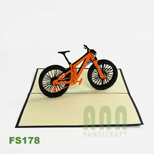ANN HANDICRAFT Carte de vœux en papier 3D pop-up de style traditionnel japonais Vélo de montagne Saint-Valentin Anniversaire Amitié Souvenir - Product Image 5