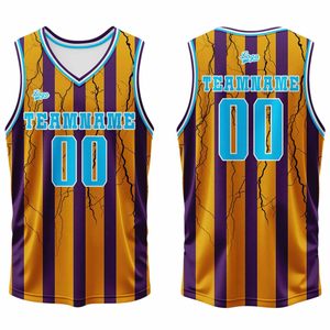 Uniforme de Baloncesto Personalizado en Colores Amarillo y Morado, Estilo Elegante para Juego y Práctica, Kit de Uniforme de Baloncesto Resistente - Product Image 2