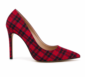 Escarpins à talons aiguilles personnalisés pour femmes, style écossais, à bout pointu, motif tartan, chaussures habillées à la mode - Product Image 1
