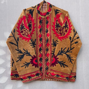 good looking Suzani Velvet Jacket brown Floral Embroidery Boho Coat Boho Suzani Coat Floral Suzani Jacket <b>Unique</b> <b>Gift</b> <b>For</b> <b>Her</b> - Product Image 1