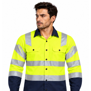 EAZWEARS high vis <b>work</b> <b>shirts</b> <b>for</b> <b>men</b> contractor industrial visibility jobsite OEM manufacturer workwear reflective construction - Product Image 3