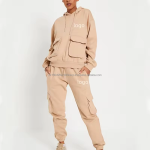 ชุดวอร์ม2ชิ้นสำหรับผู้หญิงชุดวอร์มกระเป๋าคาร์โก้และกางเกงแฟชั่น - Product Image 6