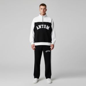 Custom Washed 100% Cotton Winter Men's Streetwear Tracksuit-Breathable Oversized Two-Piece Activewear Flared Sweatsuit - Product Image 5