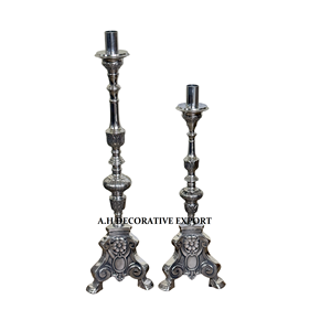 Antique Style Baroque Silver <b>Candlestick</b> Tall Cast Metal Flower/Candle Stand Victorian Pillar <b>Holder</b> for Luxury Hotel & Home Use - Product Image 2