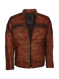 เสื้อแจ็คเก็ตมอเตอร์ไซค์คาเฟ่ เรเซอร์ สีน้ำตาล - Product Image 1