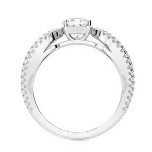 Anillo de aniversario de oro rosa con diamante cultivado en laboratorio de corte cojín y diseño de tallo dividido, estilo encantador para mujer - Product Image 3