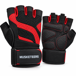 Gants de sport antidérapants légers pour hommes, demi-doigts, avec coussinet de paume en polyester épaissi et support de poignet - Product Image 1
