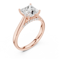 Cincin Tunangan Berlian Sintetis 2 Karat Potongan Princess Emas 18k E Vvs2 Potongan Excellent Tanpa Warna Bentuk Pr