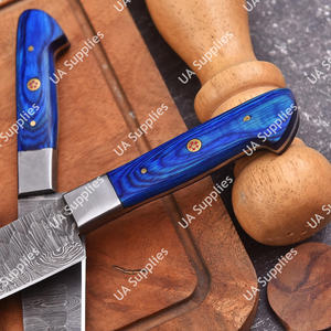 ชุดมีดทำครัวระดับมืออาชีพ 5 ชิ้น ใบมีดเหล็กดามัสกัสตีขึ้นรูปด้วยมือคมกริบ ด้ามไม้ปักก้า MOQ ต่ำ - Product Image 4