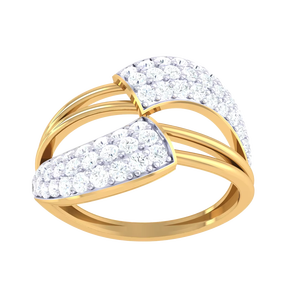 Anillo de Diamantes Minimalista con Diseño Geométrico de Vástago Dividido y Ondulado, Joyería Fina de Oro de Alta Calidad para Bodas y Fiestas - Product Image 2