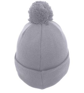 Gorro de Punto Gris Unisex con Pompón, Gorro de Invierno con Borde, Color Sólido, Estilo Casual, Talla Adulto 56-58CM, Material Acrílico, Venta al Por Mayor - Product Image 3
