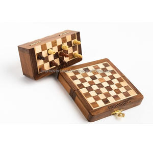 Natural <b>Wood</b> <b>Chess</b> <b>Board</b> with Semi-Precious Stone Inlay Premium Gift Item - Product Image 2