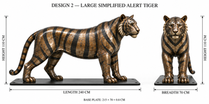 Sculpture de tigre en métal de grande taille, faite à la main, statue d'animal moderne pour l'extérieur, décoration de luxe pour hôtel, jardin, cour, laiton, Noël, HansArt - Product Image 3