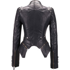Women's Fashion Studded Perfectly Shaping Faux Leather Biker <b>Jacket</b> Ladies Wholesale 2026 - Product Image 3