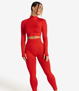 Pantalones de yoga transpirables de cintura alta, sin costuras, de secado rápido, personalizados, para entrenamiento de glúteos, color melocotón. - Product Image 3