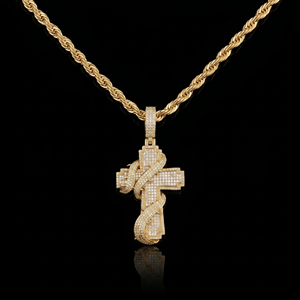 iced out thorned <b>cross</b> <b>pendant</b> necklace for <b>men</b> hip hop cubic zirconia cz simulated diamond silver gold plated religious jewelry - Product Image 5