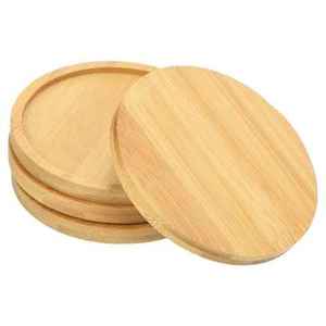 Round Wooden Coaster Set 300mm Diameter Non Slip Mats <b>Pads</b> 6mm Thick Solid Design - Product Image 6