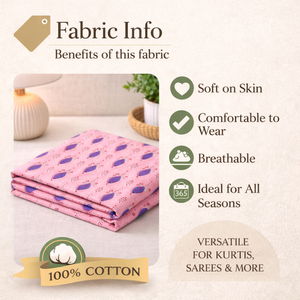 Tissu en coton imprimé rose à motif floral, doux et respirant, pour vêtements féminins, tissu pour robe Kurti, tissu pour couture artisanale - Product Image 6