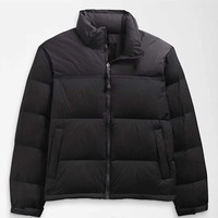 Blouson matelassé noir pour homme, col montant, fermeture éclair, coupe-vent, épais, hiver, décontracté, coupe régulière, rembourrage en coton, devant
