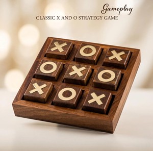 Jeu de Tic Tac Toe en bois durable, stratégique, éducatif, cadeau familial pour enfants et adultes, activités de fête - Product Image 1