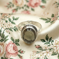 Bague en argent sterling 925 pur avec quartz fumé, plaquée or rose et or jaune, faite à la main, bague ovale en pierre précieuse, cadeau de Noël