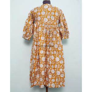 Vestido Largo de Verano para Mujer, Estampado Digital, de Algodón No Tejido, con Mangas, Estilo Floral, Línea A, Ecológico, Casual y Elegante para Uso Diario - Product Image 6