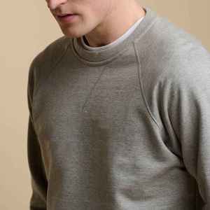 Sweat-shirt gris à col rond pour homme, manches raglan, coupe classique, en coton French Terry, style décontracté, pull tricoté à manches longues pour l'automne - Product Image 3